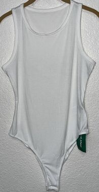 Shein Ezwear Ribbed Tank Top Bodysuit Women Sz Med. Ivory